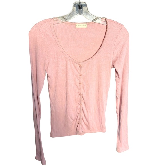 frankee & skylarr Tops - Y2K Light Pink Fitted Long-Sleeve Button Front Top Cute Ballerina Pastel Casual
